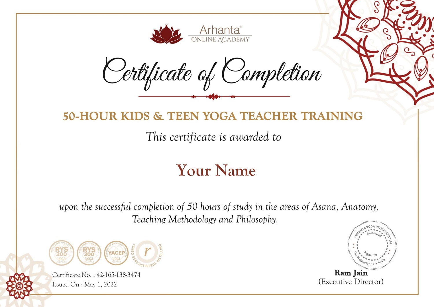 50 uur Tiener Kinder Yoga TTC Certificaat