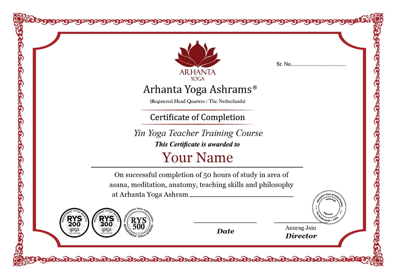 50 uur Yin Yoga Docenten Opleiding Certificaat