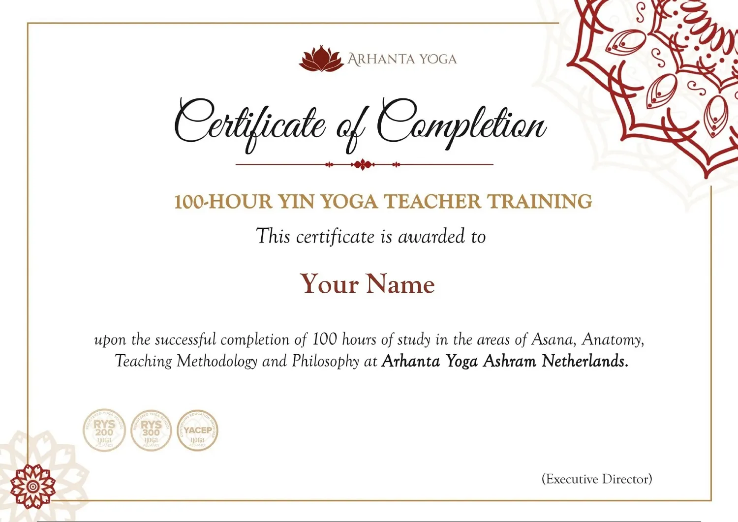 100 uur Yin Yoga Docenten Opleiding Certificaat 100 uur Yin Yoga Docenten Opleiding Certificaat